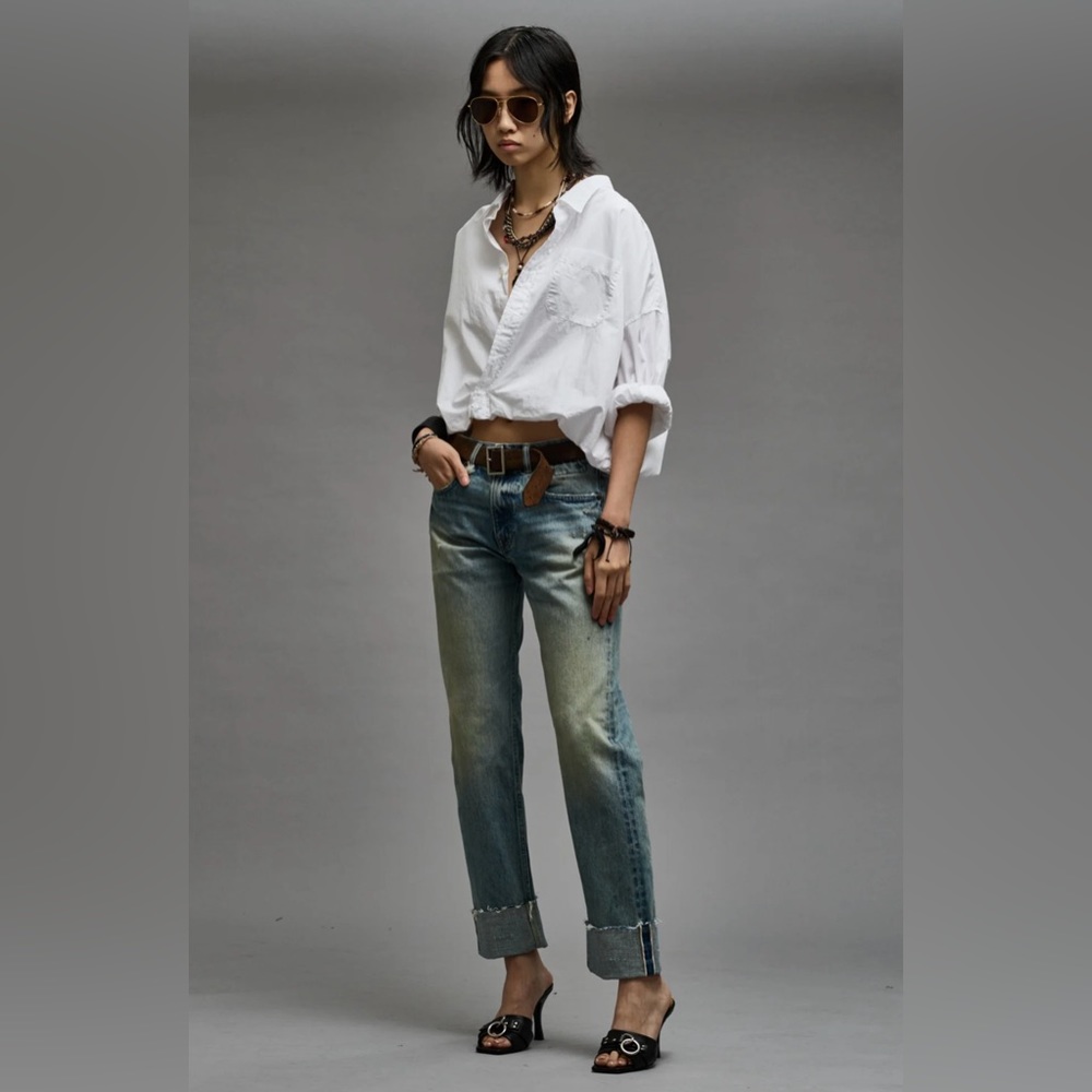 NWT $795 R13 Limited Edition Cuffed Romeo Jean Roselyn Selvedge Blue